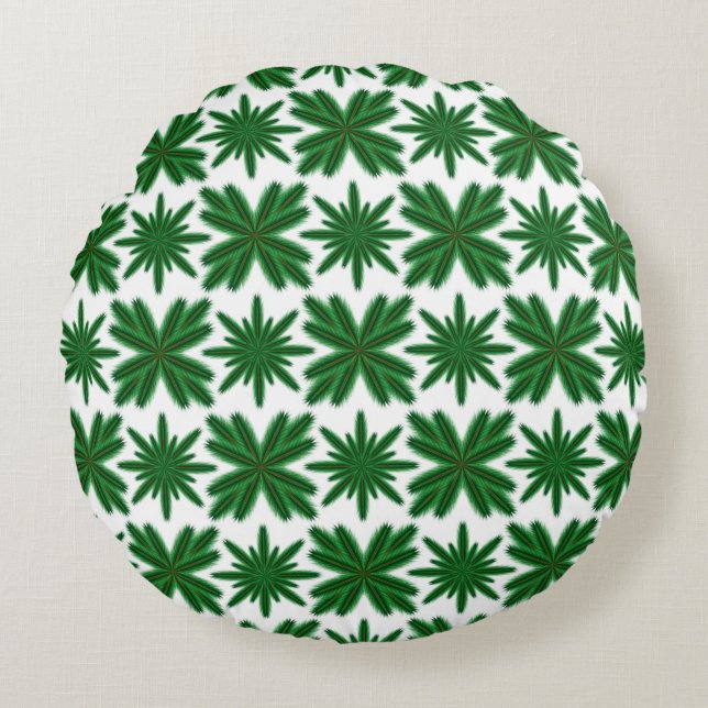 Pine Snowflakes Ronde Kussen (Voorkant)