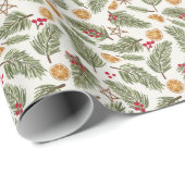 Pine Sprigs, Berries, Sinaasappels met kanker, ker Cadeaupapier (Rol Hoek)