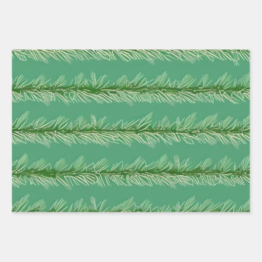 Pine Sprigs Holiday Wrapping Paper Flat Sheet Set (Voorkant 2)