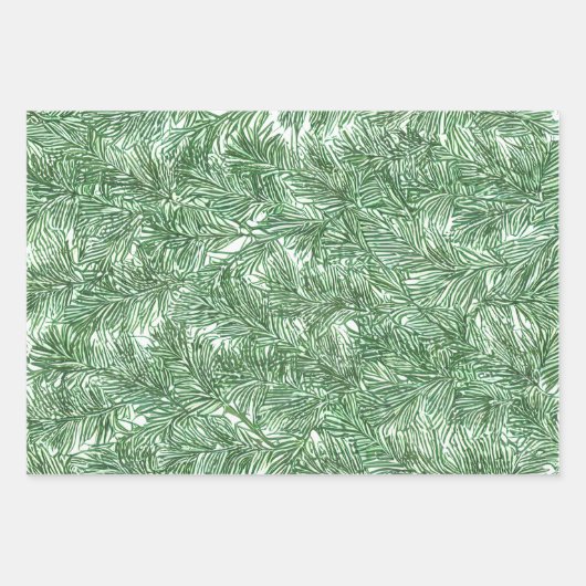 Pine Sprigs Holiday Wrapping Paper Flat Sheet Set (Voorkant)