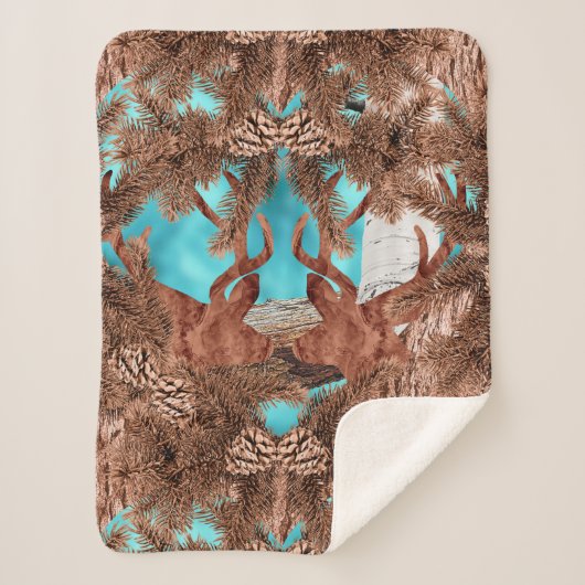 Pine Stag Sherpa Blanket Lichtblauw Deken (Voorkant)