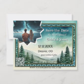 Pine Stargazing Photo Winter Save the Date Aankondiging (Achterkant)