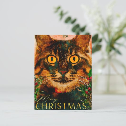  pine tak en lefkat, pretkerst feestdagenkaart (Staand voorkant)