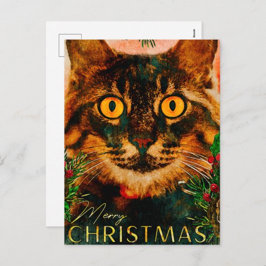 pine tak en lefkat, pretkerst feestdagenkaart (Voorkant / Achterkant)