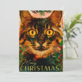  pine tak en lefkat, pretkerst feestdagenkaart (Staand voorkant)