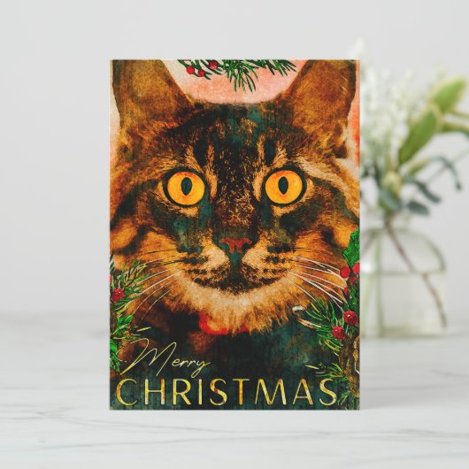  pine tak en lefkat, pretkerst feestdagenkaart (Staand voorkant)