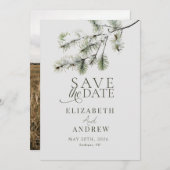 Pine tak | Winter Woud Huwelijk Save The Date (Voorkant / Achterkant)
