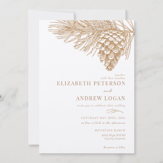 Pine Tak | Winter Woud Huwelijksuitnodiging Kaart (Voorkant)