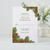 Pine Takken Kerst Winter Bruiloft RSVP Kaart (Staand voorkant)