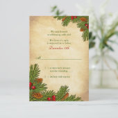 Pine Takken Kerst Winter Huwelijk RSVP Kaart (Staand voorkant)