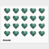 Pine Teal met Gouden Frame Logo Monogram Bedankt Hart Sticker (Vel)