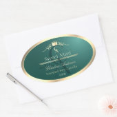 Pine Teal Product Label with Gold Frame Monogram (Envelop)
