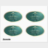Pine Teal Product Label with Gold Frame Monogram (Vel)