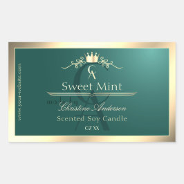 Pine Teal Product Label with Gold Frame Monogram