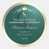 Pine Teal Product Label with Gold Frame Monogram (Voorkant)