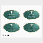 Pine Teal Productlabel Gouden Frame Logo Monogram Ovale Sticker (Vel)