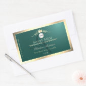 Pine Teal Productlabel Gouden Frame Logo Monogram Rechthoekige Sticker (Envelop)