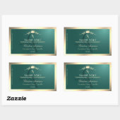 Pine Teal Productlabel met Gouden Frame Monogram Rechthoekige Sticker (Vel)
