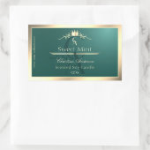 Pine Teal Productlabel met Gouden Frame Monogram Rechthoekige Sticker (Tas)