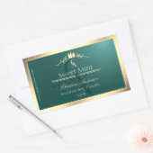 Pine Teal Productlabel met Gouden Frame Monogram Rechthoekige Sticker (Envelop)