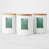 Pine Teal Productlabel met Gouden Frame Monogram Voedselcontainer Etiket (Flessen)
