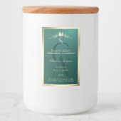 Pine Teal Productlabel met Gouden Frame Monogram Voedselcontainer Etiket (Voorkant)