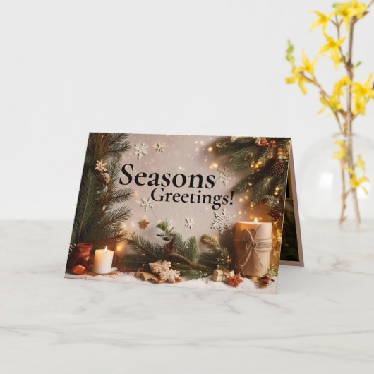 Pine Tree 5 Afbeelding Vakantie Kaart (Gele Bloem)