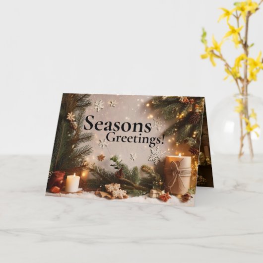 Pine Tree 5 Image Holiday Card Kaart (Gele Bloem)