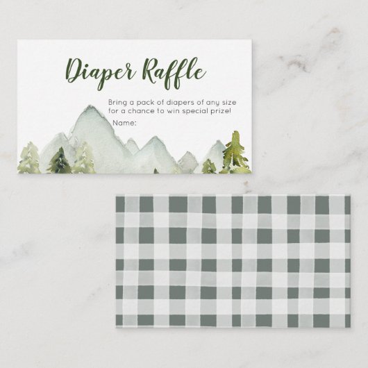 Pine Tree Adventure Baby shower Diaper Raffle Informatiekaartje (Voorkant / Achterkant)