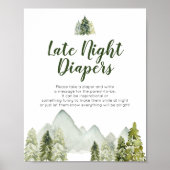 Pine Tree Adventure Baby shower Late Night Diapers Poster (Voorkant)