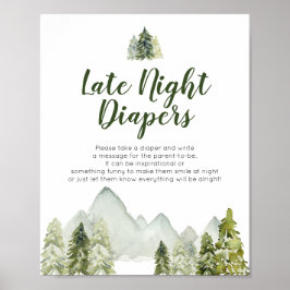 Pine Tree Adventure Baby shower Late Night Diapers Poster