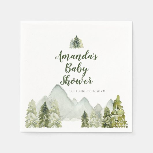 Pine Tree Adventure Mountain Baby shower Napkins Servet (Voorkant)