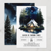 Pine Tree Adventure Uitnodiging voor verjaardag (Voorkant / Achterkant)