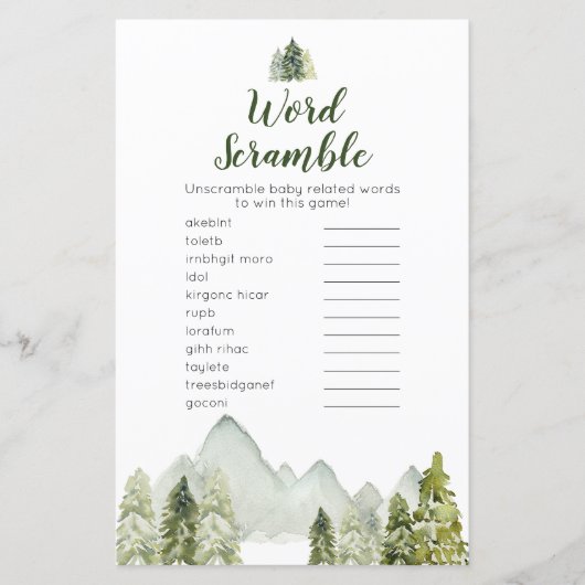 Pine Tree adventure Woodland Word Scramble (Voorkant)