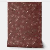 Pine Tree and Bird Pattern on Ruby Red Behang (Afrollen)