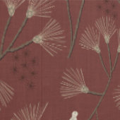 Pine Tree and Bird Pattern on Ruby Red Behang (Zoom)