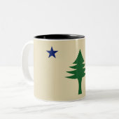 Pine tree and star 1901 flag of Maine State Tweekleurige Koffiemok (Voorkant links)