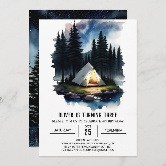 Pine Tree avontuur wacht op verjaardag Kaart (Voorkant / Achterkant)