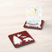 Pine tree Beer Eagle op Rood Zwart Tartan Bier Onderzetter (Rechterzijde)