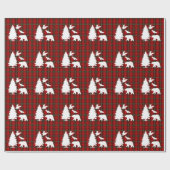 Pine tree Beer Eagle op Rood Zwart Tartan Cadeaupapier (Vlak)