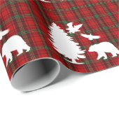 Pine tree Beer Eagle op Rood Zwart Tartan Cadeaupapier (Rol Hoek)
