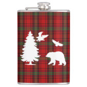 Pine tree Beer Eagle op Rood Zwart Tartan Heupfles (Voorkant)