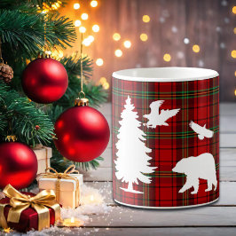 Pine tree Beer Eagle op Rood Zwart Tartan Koffiemok