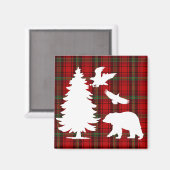 Pine tree Beer Eagle op Rood Zwart Tartan Magneet (Voorkant / Achterkant)