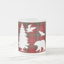 Pine tree Beer Eagle op Rood Zwart Tartan Matglas Koffiemok