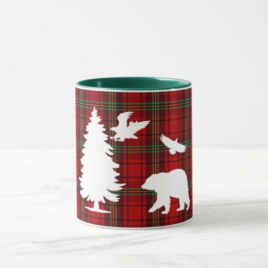 Pine tree Beer Eagle op Rood Zwart Tartan Mok (Midden)