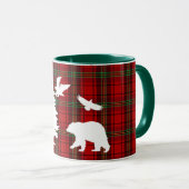 Pine tree Beer Eagle op Rood Zwart Tartan Mok (Voorkant rechts)