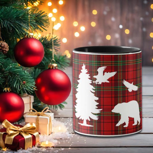 Pine tree Beer Eagle op Rood Zwart Tartan Mok