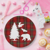 Pine tree Beer Eagle op Rood Zwart Tartan Papieren Bordje (Feest)