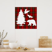 Pine tree Beer Eagle op Rood Zwart Tartan Poster (Keuken)
